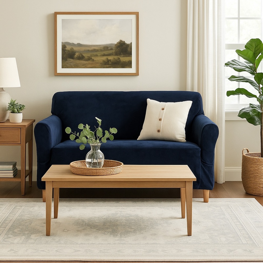 Slipcover - Luxe Velvet Blue for Loveseat | Chic & Cozy Furniture Protector